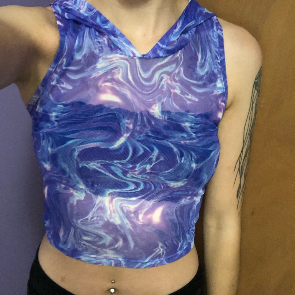 iHeartRaves purple haze nomad mesh crop top